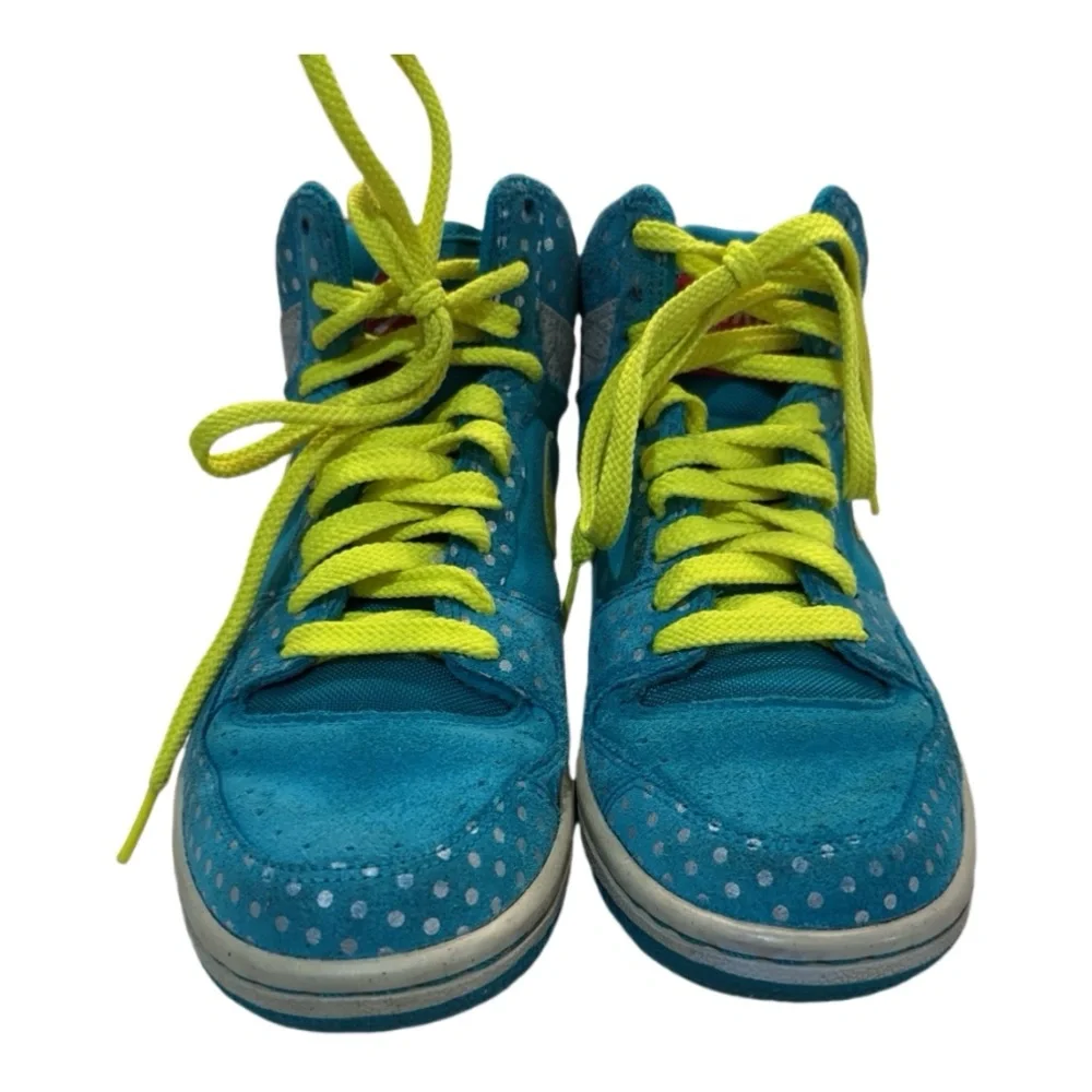 Nike Dunk High GS Polka Dot Teal Neon Yellow Volt Sneakers Youth Size 6Y